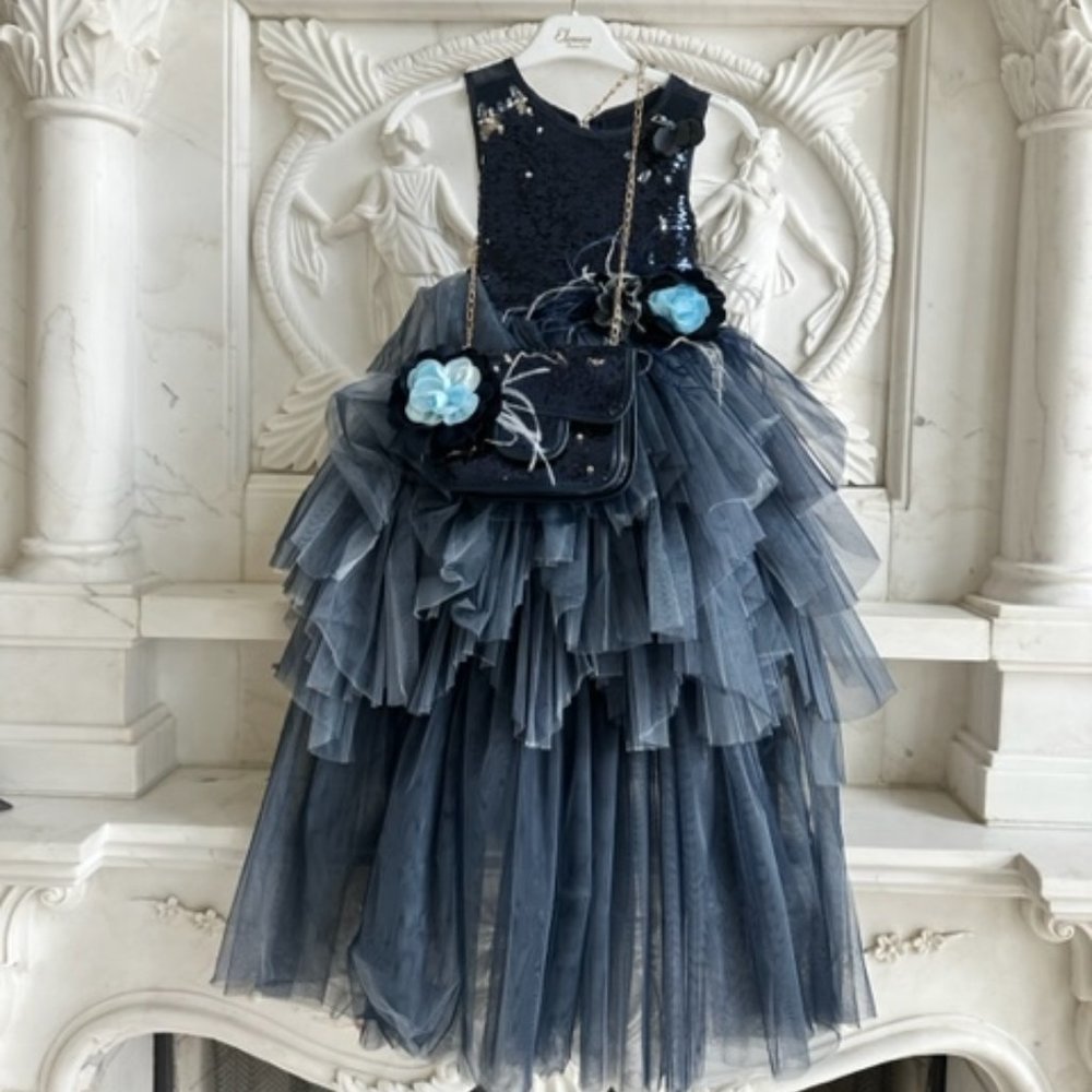 Hi-lo Tutu Dress/ Tulle Sequin tutu dress/ Tutu Dress with bag/ Ombre Tulle Dre